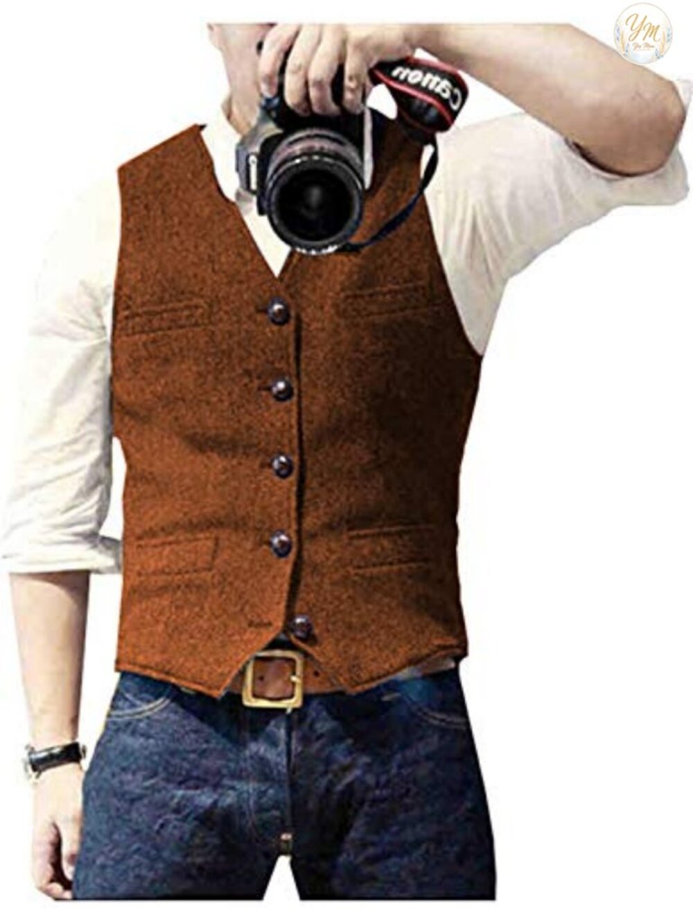 Mens Tweed Vest Herringbone Wool Blend V Neck Slim Fit Waistcoat for Prom